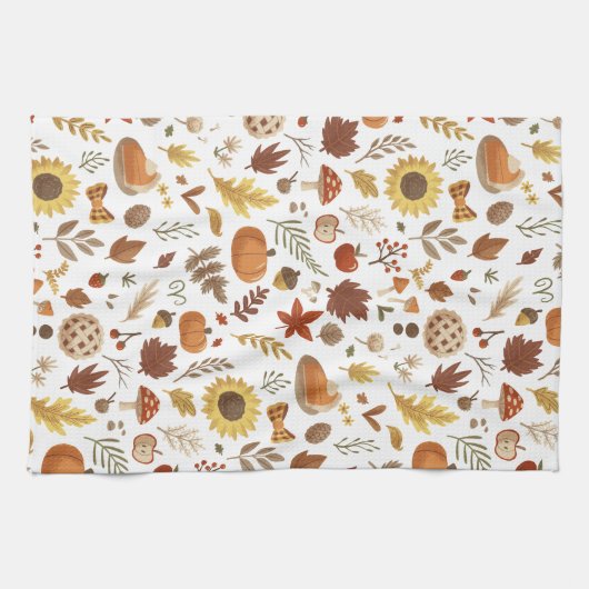 Linge De Cuisine Feuilles d'automne et Citrouilles en Thanksgiving (Horizontal)