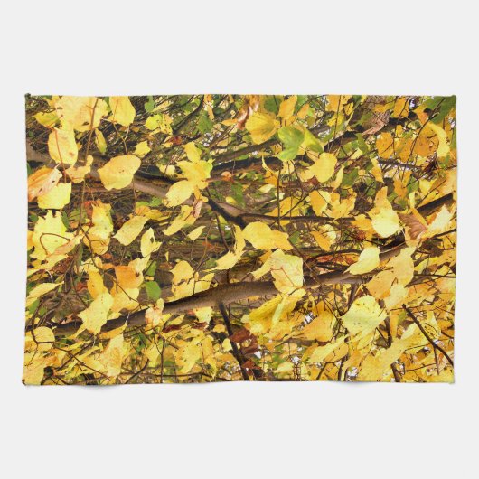 LINGE DE CUISINE FEUILLES D'AUTOMNE JAUNE (Horizontal)