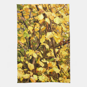 LINGE DE CUISINE FEUILLES D'AUTOMNE JAUNE