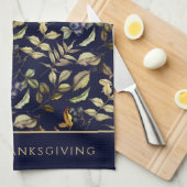 Linge De Cuisine Feuilles d'automne or et baies sur mesure (Quart Plié)