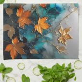 Linge De Cuisine Feuilles d'automne peintes en beaux-arts (Plié)