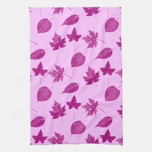 Linge De Cuisine Feuilles d'automne - prune et rose orchidée