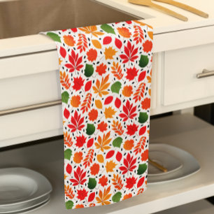 Linge De Cuisine Feuilles d'automne vibrantes Motif multicolores