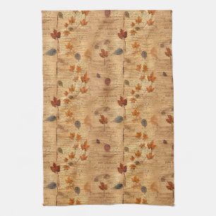 Linge De Cuisine Feuilles d'automne vintage avec texture de papier