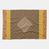 Linge De Cuisine Feuilles de automne modernes Monogramme Polka Brow (Horizontal)