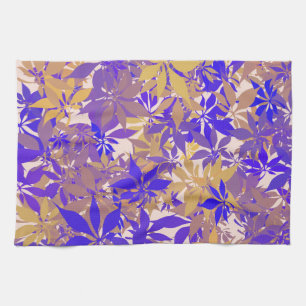 Linge De Cuisine Feuilles de châtaignier bleues, bronze et violette