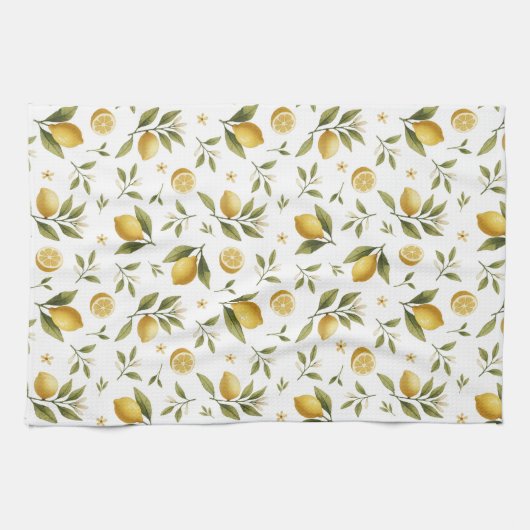 Linge De Cuisine Feuilles de citron - Fleurs (Horizontal)