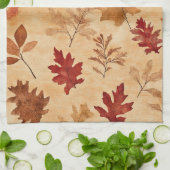 Linge De Cuisine Feuilles de Érable Rouges Marron Automne Rustique (Plié)