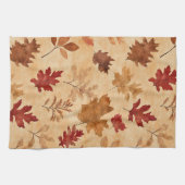 Linge De Cuisine Feuilles de Érable Rouges Marron Automne Rustique (Horizontal)