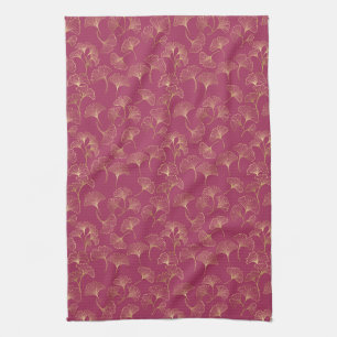 Linge De Cuisine Feuilles de Ginkgo dorées Luxe Botanique Bourgogne
