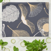 Linge De Cuisine Feuilles de Ginkgo : Élégance florale incomparable (Plié)