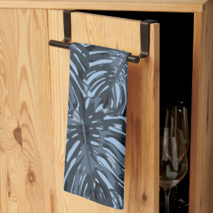 Linge De Cuisine Feuilles de jungle tropicales foncées de Monstera