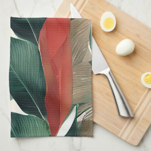 Linge De Cuisine Feuilles de palmier aux tons feutrés