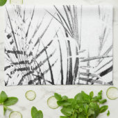 Linge De Cuisine Feuilles de palmier minimalisme esquisse (Plié)