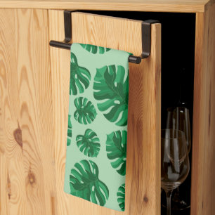 Linge De Cuisine Feuilles de palmier Monstera vert tropical