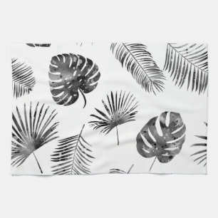 Linge De Cuisine Feuilles de palmier noir : vintage sans soudure.