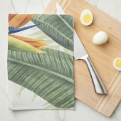 Linge De Cuisine Feuilles De Palmiers Avec Oiseau Vert (Quart Plié)