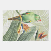 Linge De Cuisine Feuilles De Palmiers Avec Oiseau Vert (Horizontal)