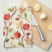 Linge De Cuisine Feuilles de pommes rouges crémeuses (Quart Plié)