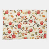 Linge De Cuisine Feuilles de pommes rouges crémeuses (Horizontal)