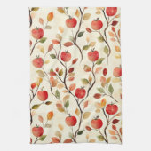 Linge De Cuisine Feuilles de pommes rouges crémeuses (Vertical)