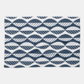 Linge De Cuisine Feuilles de style scandinave, bleu marine et blanc (Horizontal)