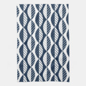 Linge De Cuisine Feuilles de style scandinave, bleu marine et blanc (Vertical)