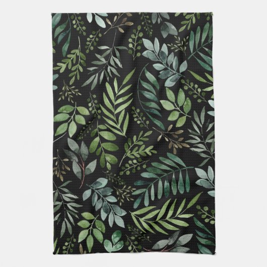 Linge De Cuisine Feuilles de verdure aquarelle (Vertical)