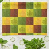 Linge De Cuisine Feuilles d'érable d'automne, brun, or, vert (Plié)