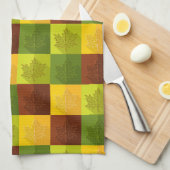 Linge De Cuisine Feuilles d'érable d'automne, brun, or, vert (Quart Plié)