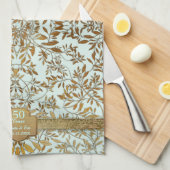 Linge De Cuisine Feuilles d'or 50e anniversaire Mariage (Quart Plié)