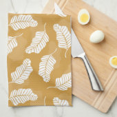 Linge De Cuisine Feuilles d'or et de blanc (Quart Plié)