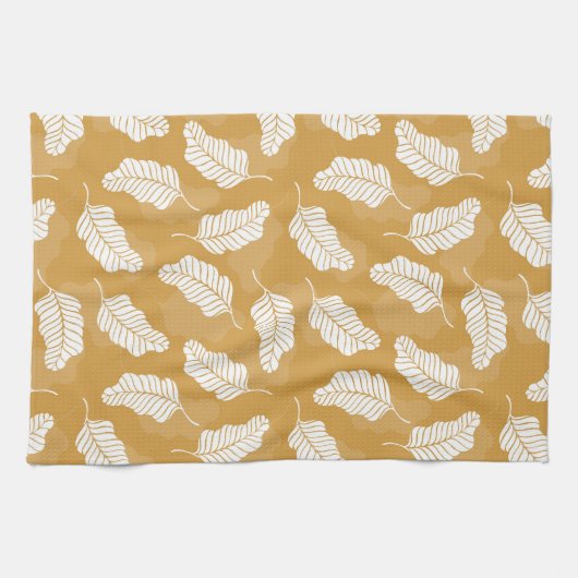 Linge De Cuisine Feuilles d'or et de blanc (Horizontal)