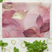 Linge De Cuisine Feuilles d'or rose (Plié)