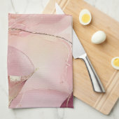 Linge De Cuisine Feuilles dorées Bourgogne Blush Rose  (Quart Plié)