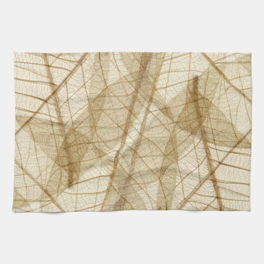 Linge De Cuisine Feuilles en dentelle beige crème pâle (Horizontal)
