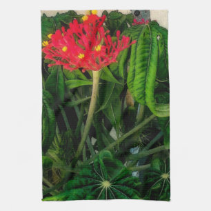 Linge De Cuisine Feuilles et fleurs de corail Plante V