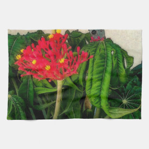 Linge De Cuisine Feuilles et fleurs de plante de corail