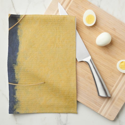 Linge De Cuisine Feuilles Ginkgo sur papier artisanal (Quart Plié)