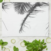 Linge De Cuisine Feuilles Monochrome Noir Blanc Palm Tree (Plié)