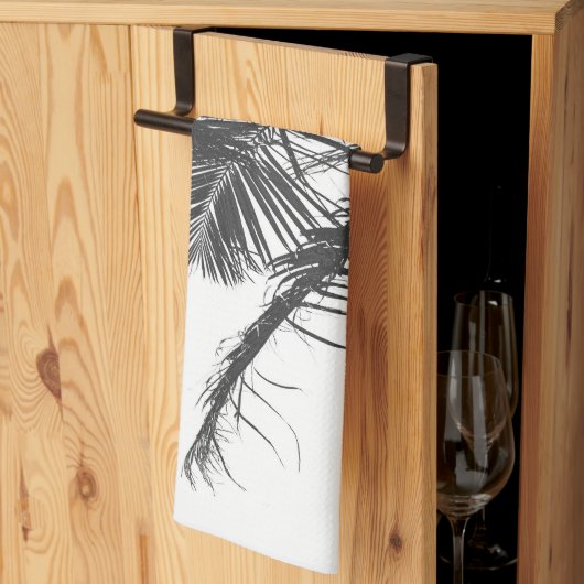 Linge De Cuisine Feuilles Monochrome Noir Blanc Palm Tree (Pliage en tiers)