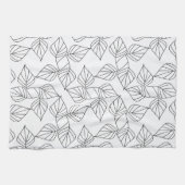 Linge De Cuisine Feuilles noirs et blancs. (Horizontal)