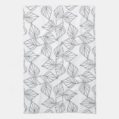 Linge De Cuisine Feuilles noirs et blancs. (Vertical)