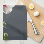 Linge De Cuisine Feuilles rose vert Fleur sur gris foncé Mallow (Quart Plié)