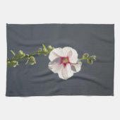 Linge De Cuisine Feuilles rose vert Fleur sur gris foncé Mallow (Horizontal)