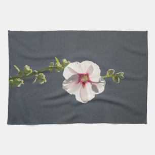 Linge De Cuisine Feuilles rose vert Fleur sur gris foncé Mallow