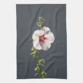 Linge De Cuisine Feuilles rose vert Fleur sur gris foncé Mallow (Vertical)