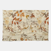Linge De Cuisine Feuilles Rustiques Brun Doré - Texture Automnale V (Horizontal)