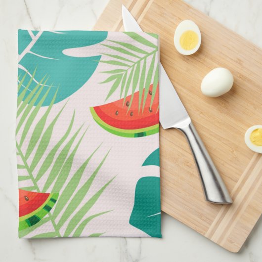 Linge De Cuisine Feuilles tropicaux et pastèques (Quart Plié)