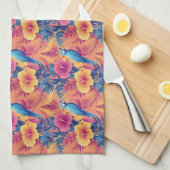 Linge De Cuisine Feuilles tropicaux et perroquets Motif d'été (Quart Plié)